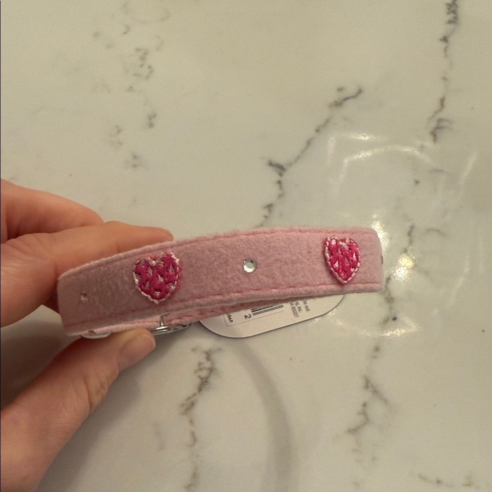 Pink Heart Embellished Dog Collar sixe xsmall